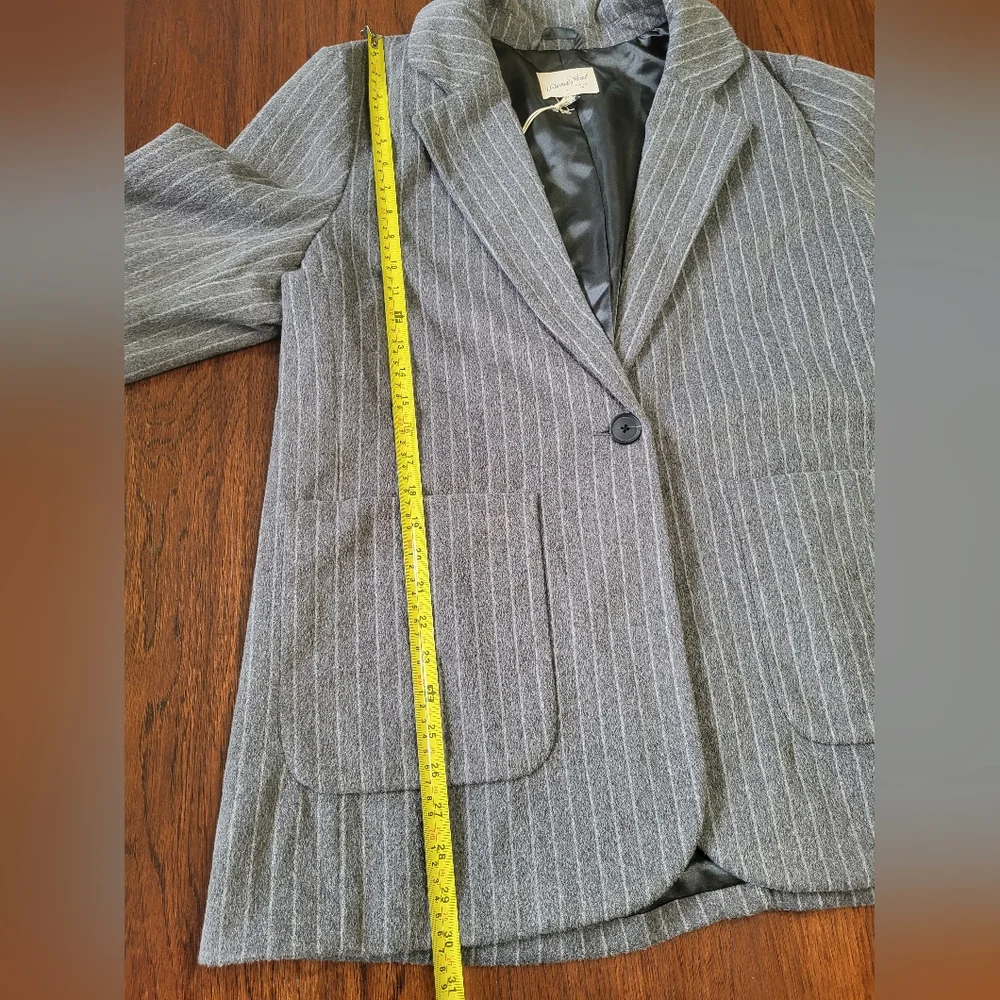 Universal Thread Women's Grey Pinstripe Relaxed Fit Wool-Like Blazer XL New